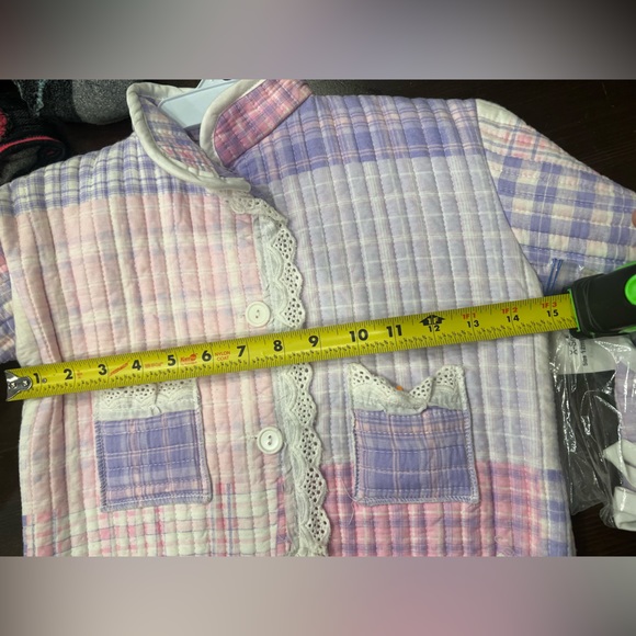 Grannie quilted pink purple baby coat jacket with matching bib 12-18 months - Picture 11 of 13